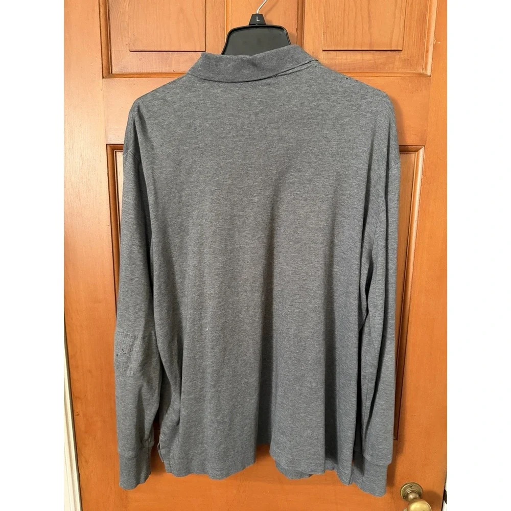 Men's Polo Ralph Lauren Gray Long Sleeve Classic Fit Polo Short Large Cotton